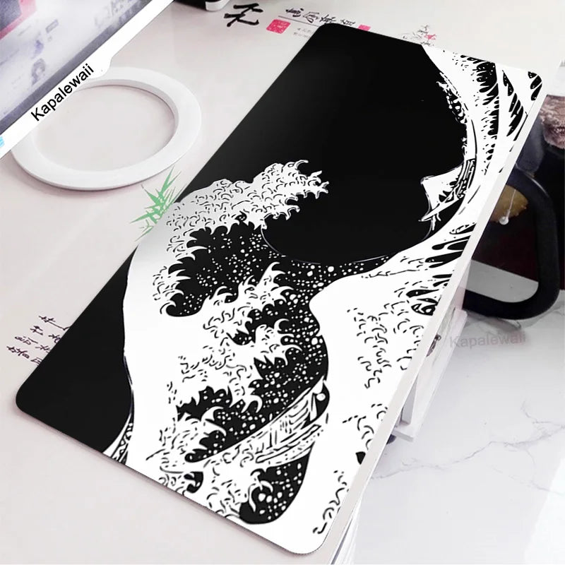 Koi Yinyang Black and White Mouse Pad