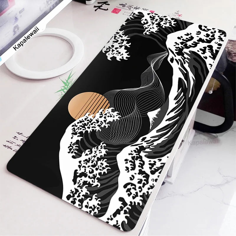 Koi Yinyang Black and White Mouse Pad