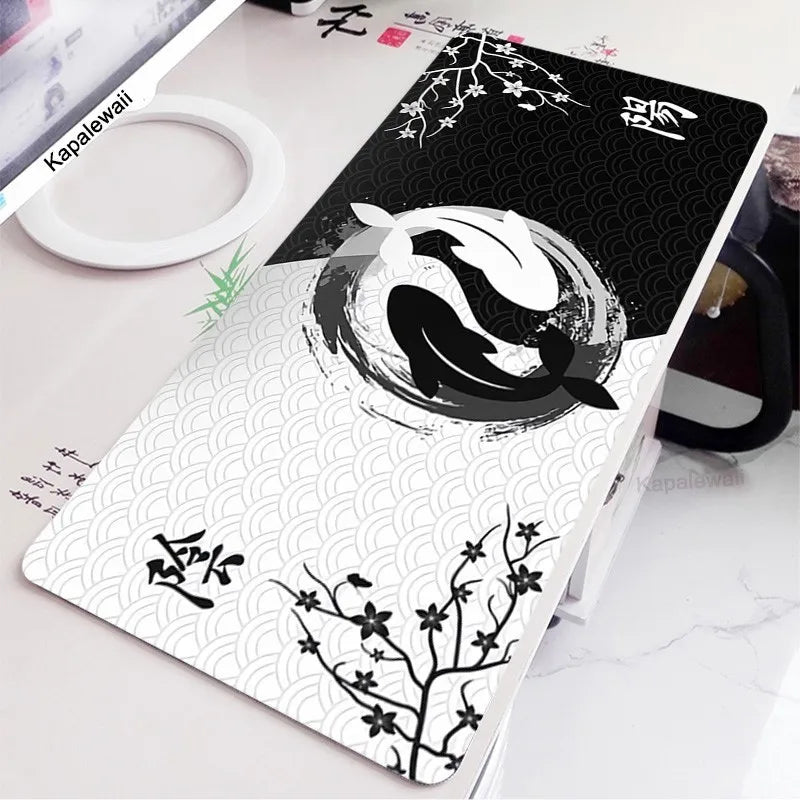 Koi Yinyang Black and White Mouse Pad